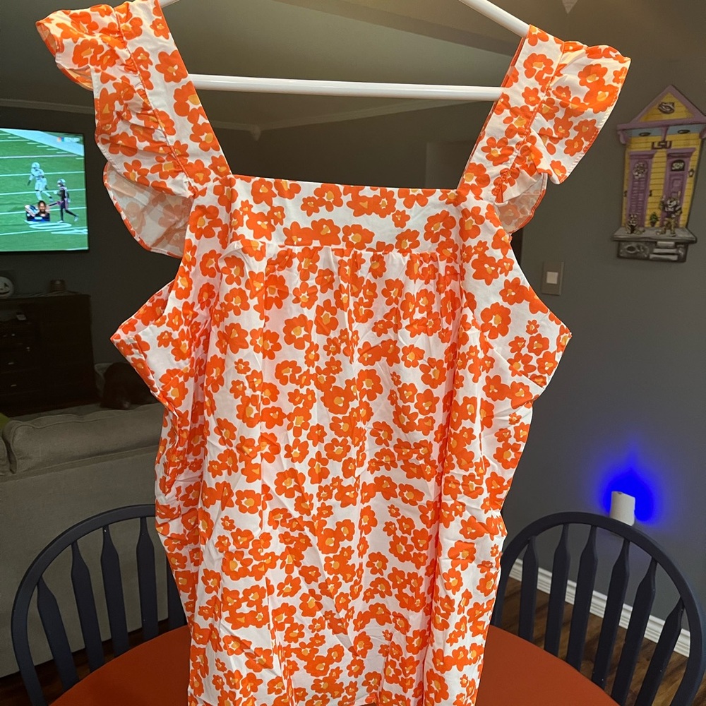 Orange Floral Sleeveless Top